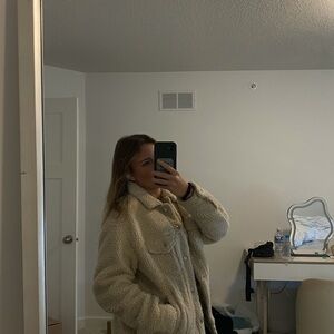 POPSUGAR Cream Teddy Jacket